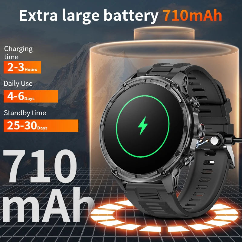 LIGE 2024 Smart watch men 710mAh Battery sports Fitness Man Watch Bluetooth Call Blood Oxygen Monitor Men smartwatch For Huawei