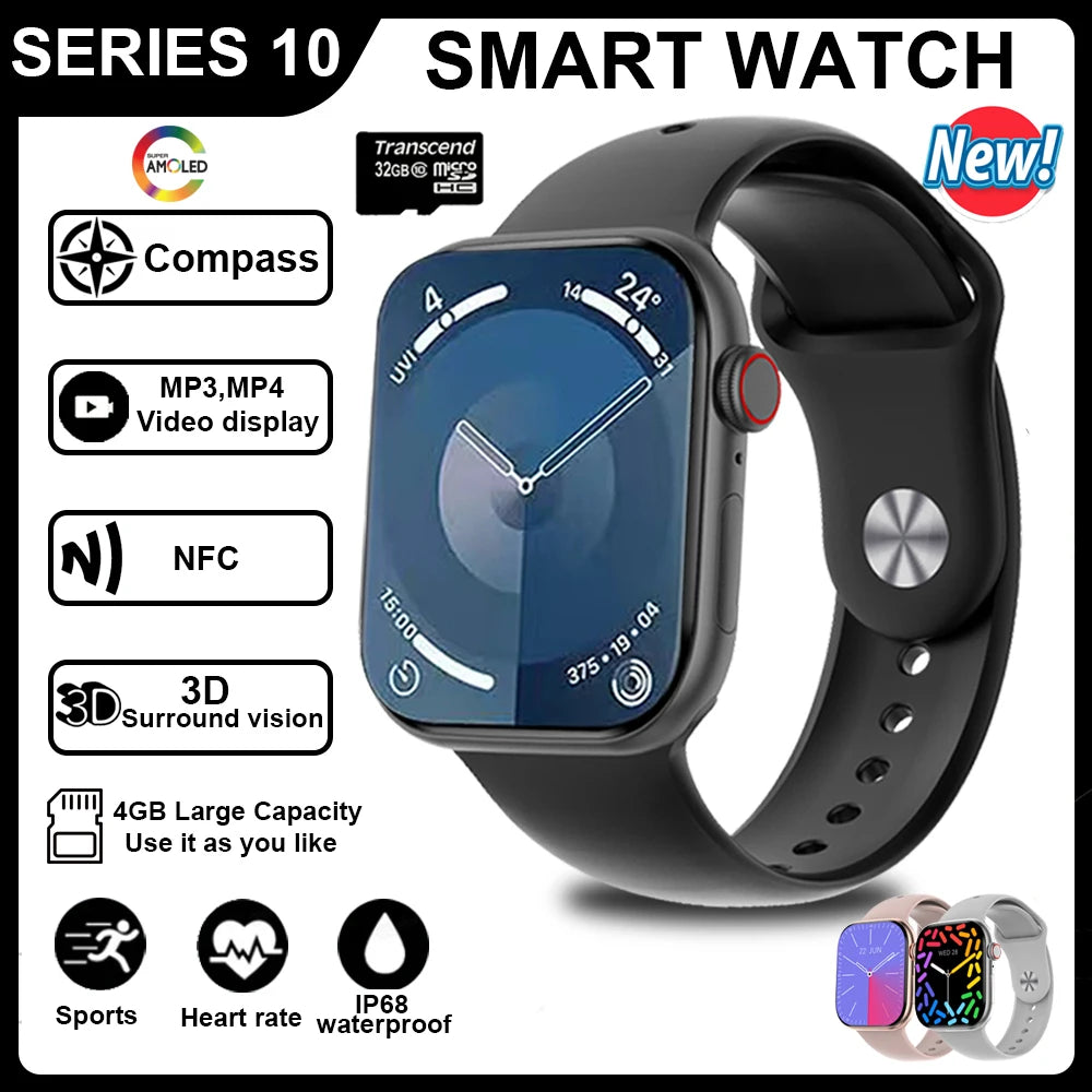 New GPS Smart Watch Men Series 10 For Apple Watch 10 Always On Display 4GB Memory BT Call NFC Women Smartwatch For IOS Android