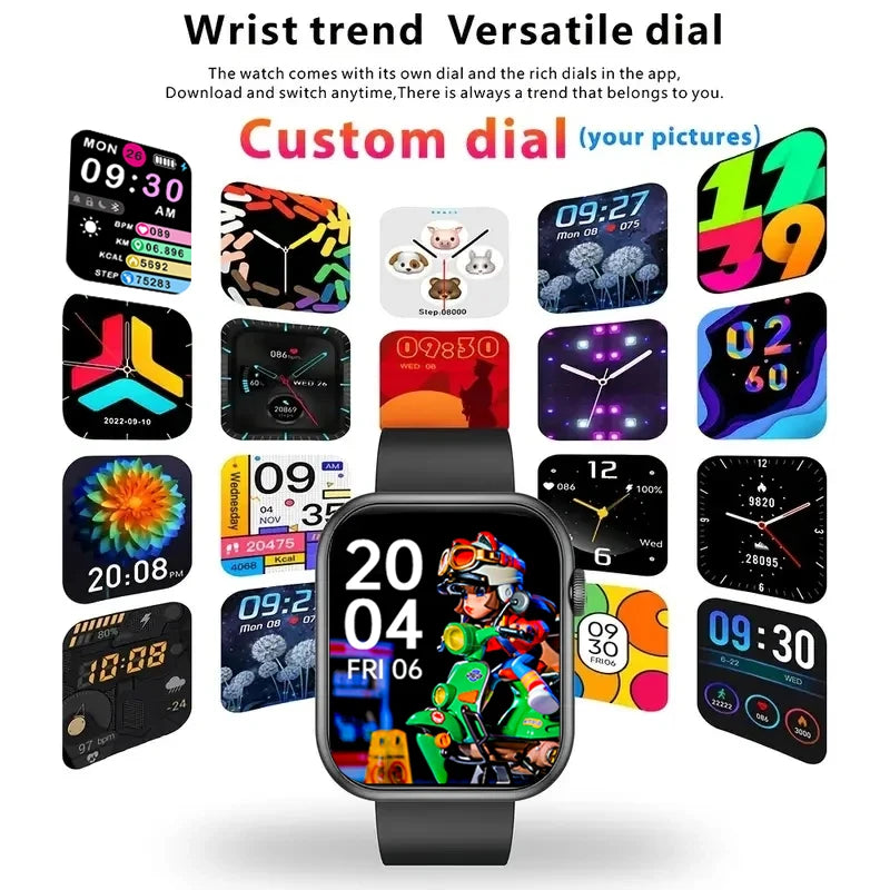 LAXASFIT 2024 New Smart Watch Android IOS 1.73 inch Color Screen Full Touch Custom Dial Bluetooth Talk Smart Watch for Men Women