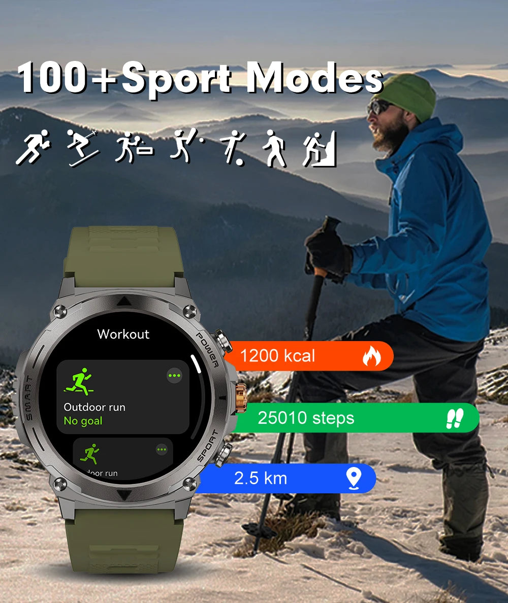 2024 New For Huawei Xiaomi Men Sports Smartwatch Bluetooth Call 400mAh Battery 100+ dial IP68 Waterproof Men Sports Smartwatch