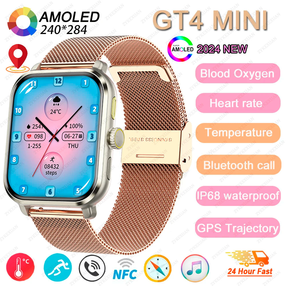 2024 New For Huawei Xiaomi AMOLED Smart Watch Men Blood Sugar Bluetooth Call GPS Sport Tracker IP68 Waterproof Women Smartwatch