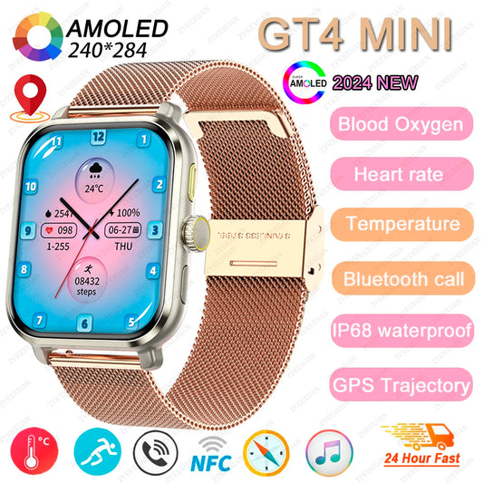 2024 New For Huawei Xiaomi AMOLED Smart Watch Men Blood Sugar Bluetooth Call GPS Sport Tracker IP68 Waterproof Women Smartwatch