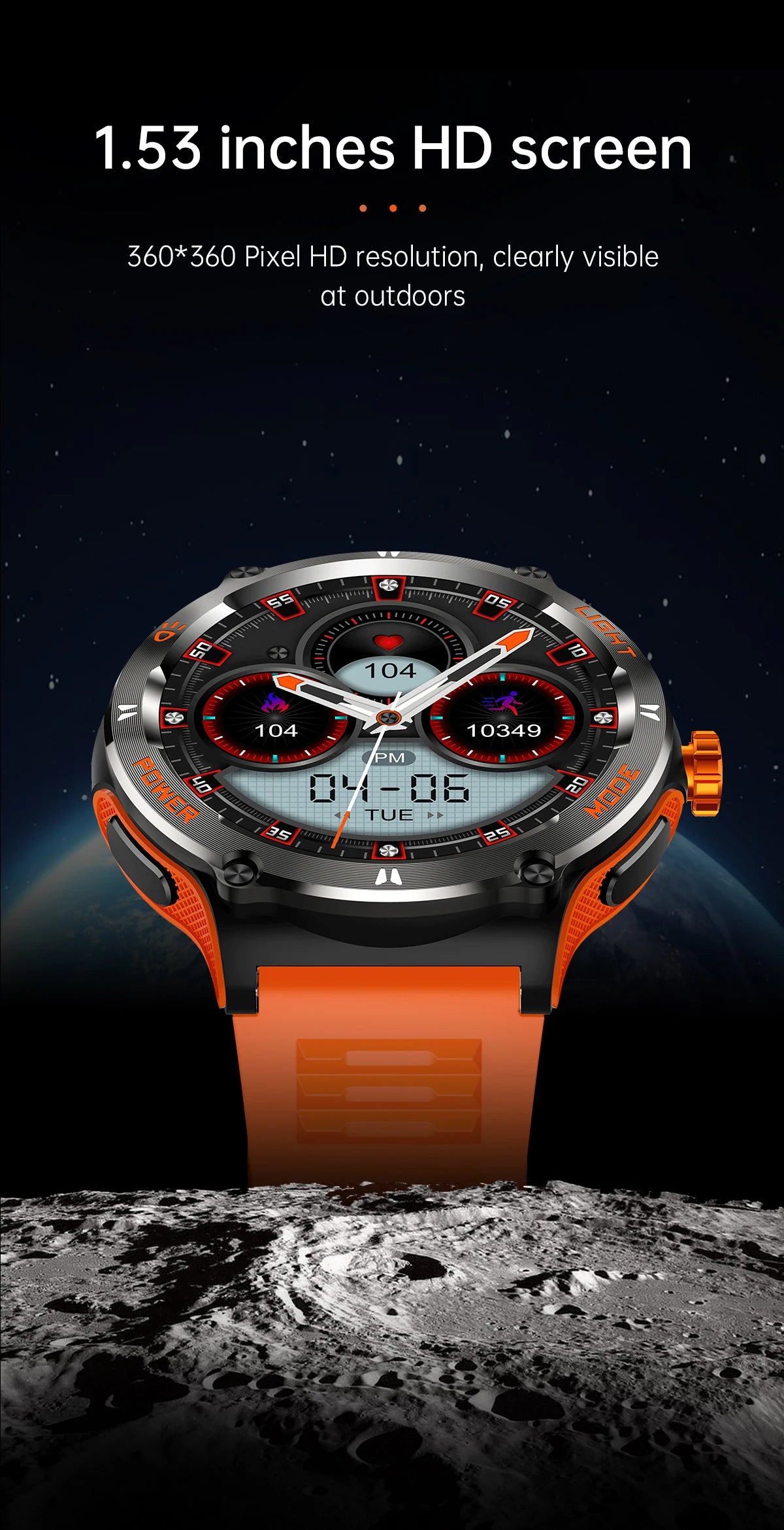 2024 New For Huawei IOS Top Outdoor Military Smartwatch Men Compass Bluetooth Call 3ATM Waterproof Heart Rate LED Lighting Watch