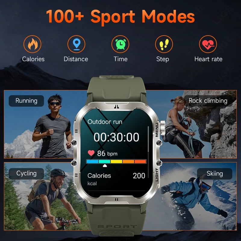 2024 Smart Watch Men 1.96" Waterproof Outdoor Sports Watches Thermometer Health Monitoring Bluetooth Call Smartwatch For Xiaomi