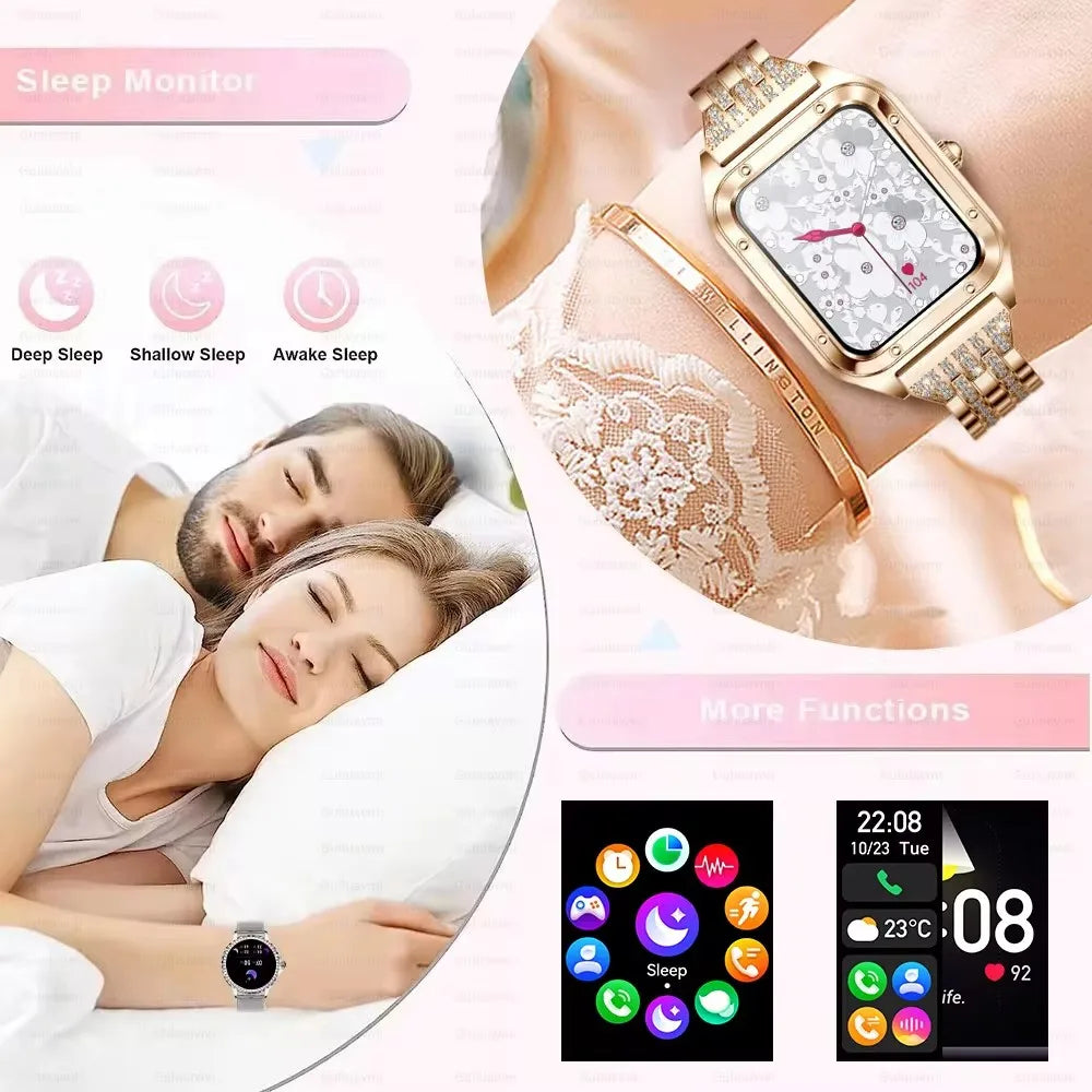 2024 True AMOLED Smart Watch Ladies Screen 1.57-inch HD Health Tracker Voice Bluetooth Call Smartwatches Women For Huawei Xiaomi