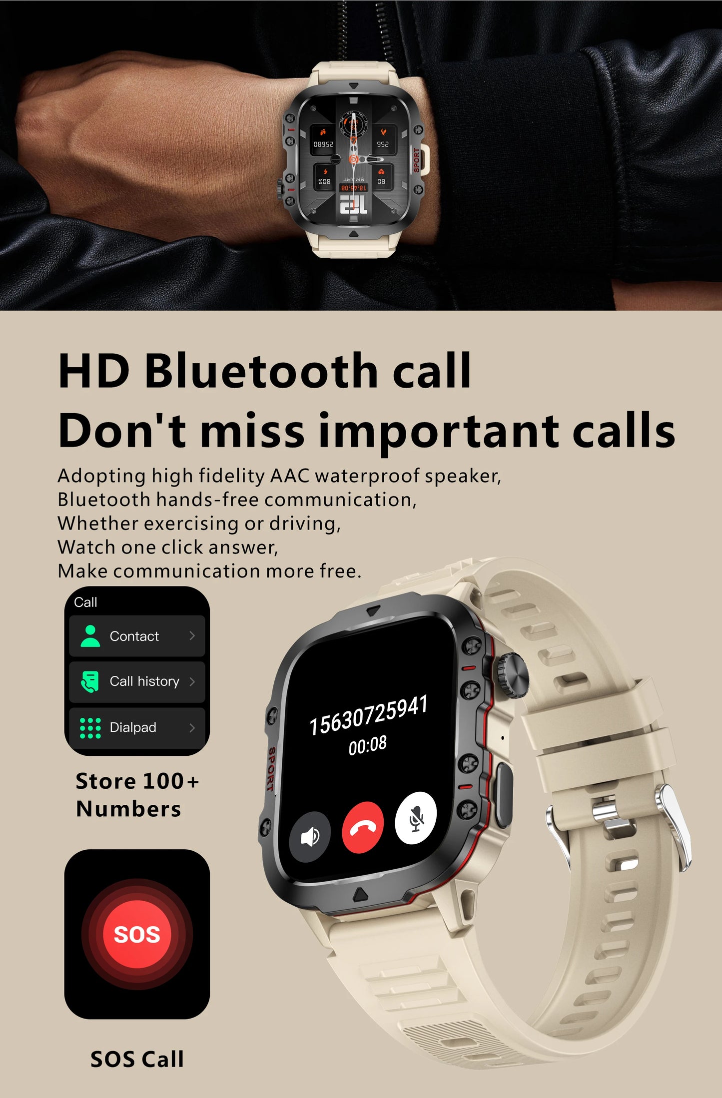 2024 NEW Bluetooth Calling Smart Watch Blood Pressure Health Breathing Exercise SmartWatches IP68 Waterproof AI Voice Men Watch