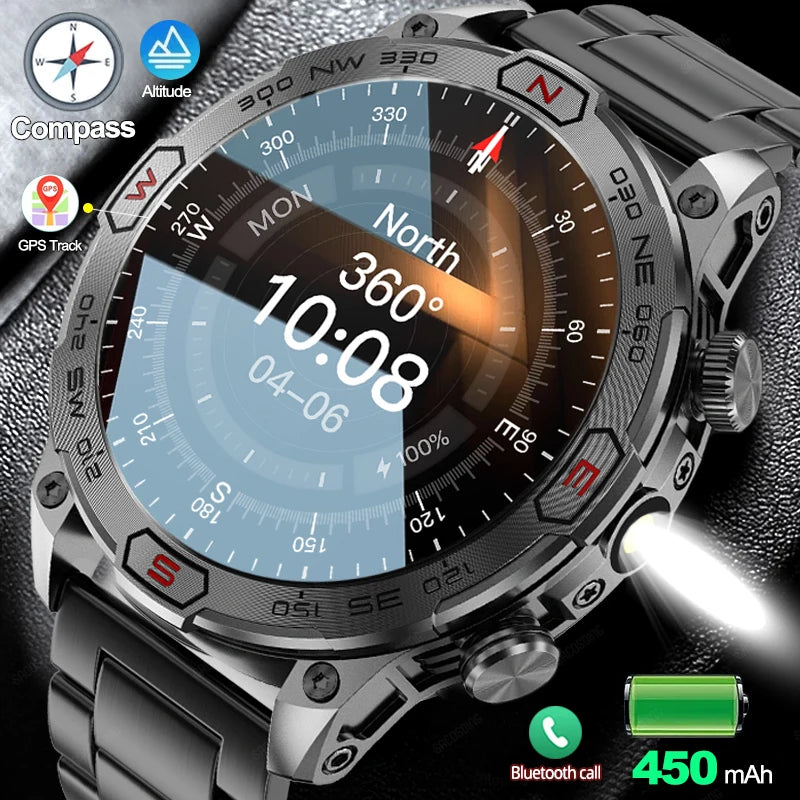 2024 New Outdoor Smart Watch 1.43" Screen 1ATM Waterproof Watch Men Bluetooth Call Smartwatch GPS Motion Trajectory For Android