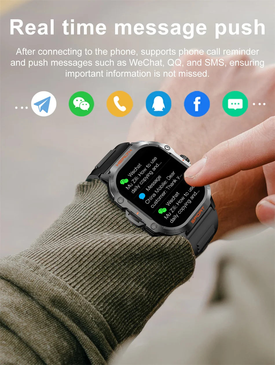 Rugged Military NFC Smart Watch Men AMOLED HD Screen Heart Rate Bluetooth Call Waterproof Outdoor SmartWatch 2024 New For Xiaomi