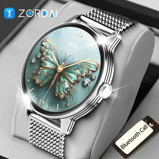 Zordai GPS Smart Watch Women 1.19Inch AMOLED 390*390 Screen Sport Heart Rate NFC Custom Dial Bluetooth Call Smartwatch Ladies