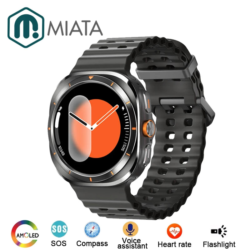 2024 AMOLED Ultra Smartwatch Men Health Monitoring Compass Sports Long battery life Bluetooth Call Woman Smart Watch For Samsung