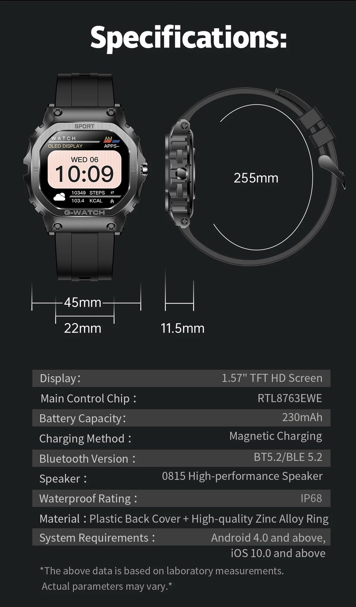 2024 New Military Smart Watch for Men 1.57 Inches Outdoor Sports Smartwatch with Bluetooth Call For iPhone Android G+SHOCK STYLE