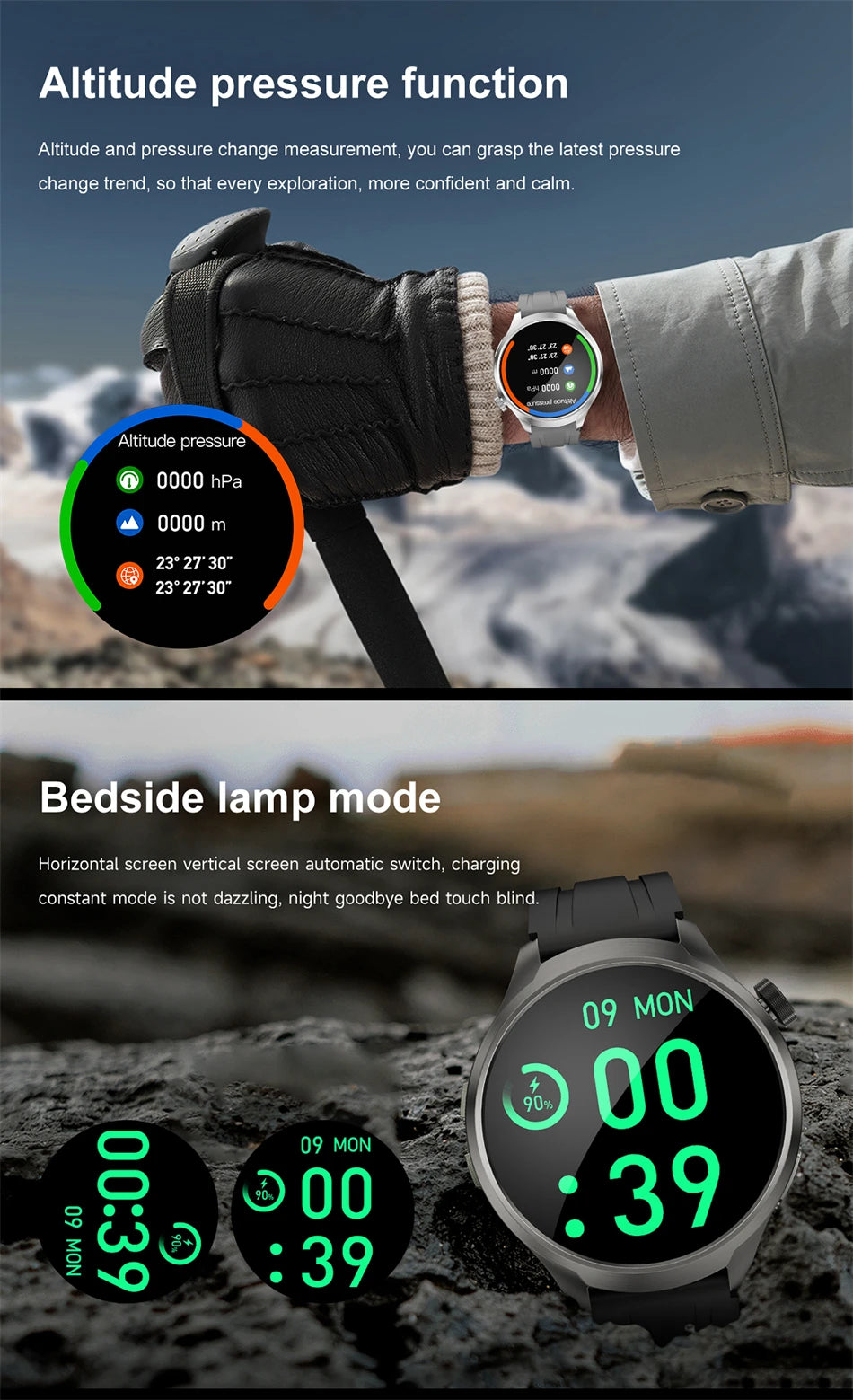 For HUAWEI Outdoor Sports Smart Watch Men AMOLED Screen NFC GPS Compass Heart rate Waterproof Bluetooth Call SmartWatch 2024 New