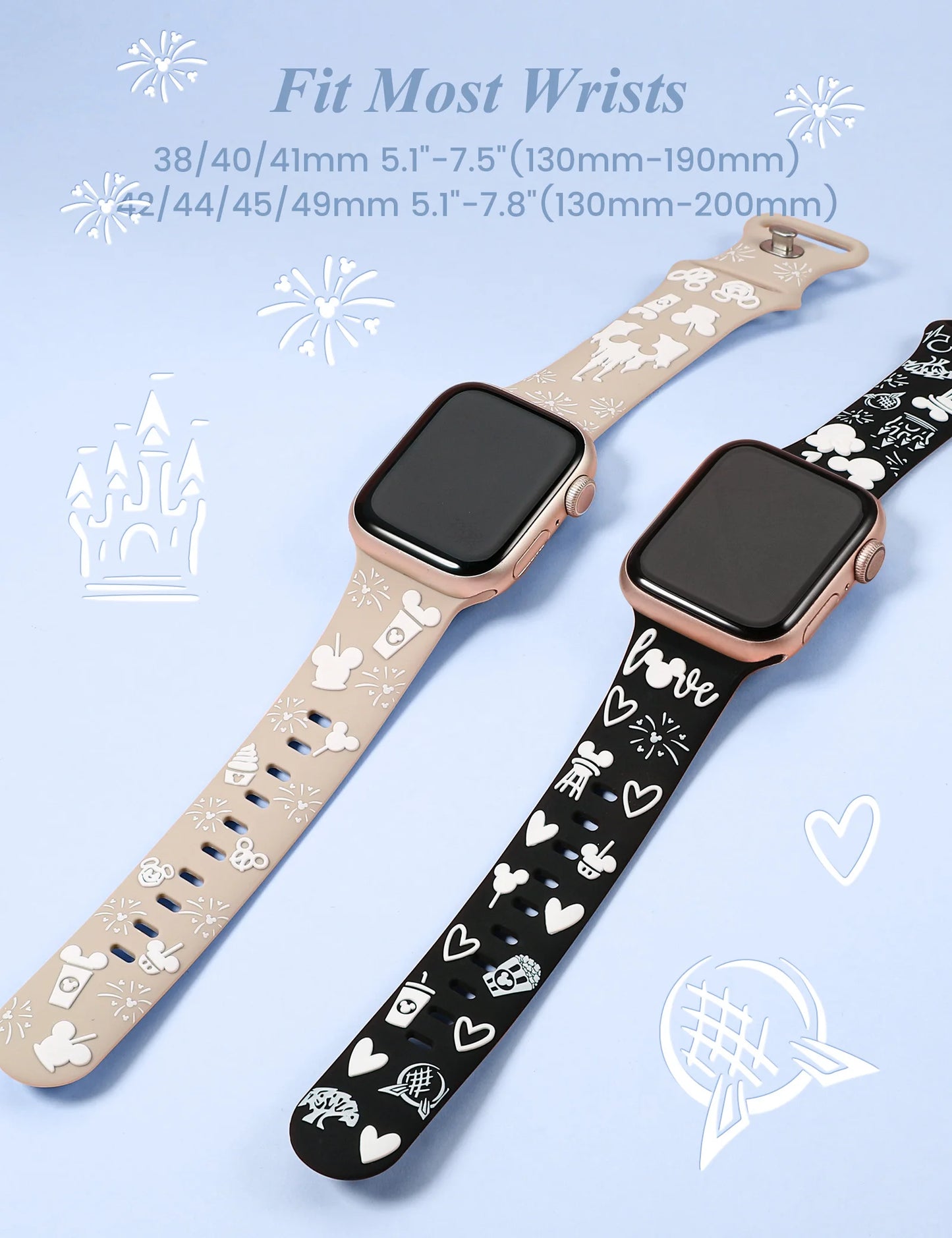 Wearlizer 3D Cartoon Band for Apple Watch Band 41/40/38/49/45/44/42mm Cute Two-Tone Silicone Strap for iWatch SE 9 8 7 6 5 Ultra