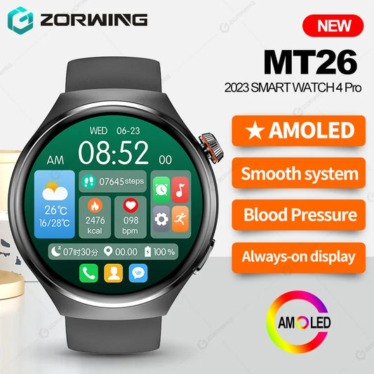 MT26 AMOLED Smart Watch Men Women Bluetooth Call Always on Display Heart rate Wireless Charging Smartwatch for Android IOS 2024