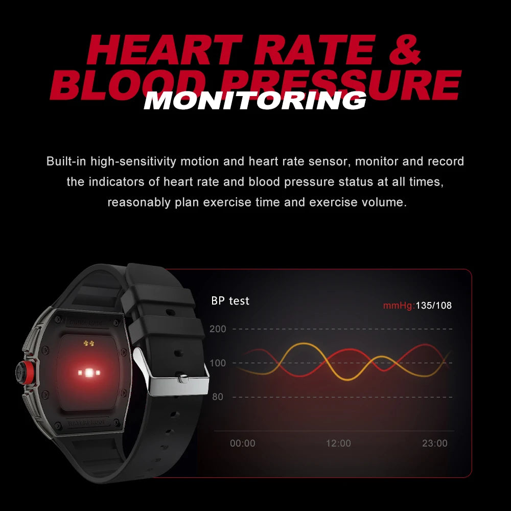 2024 New 1.3" Men Full Touch Screen Business Smart Watch Heartrate Monitoring Sports Fitness Tracker Music Waterproof Smartwatch