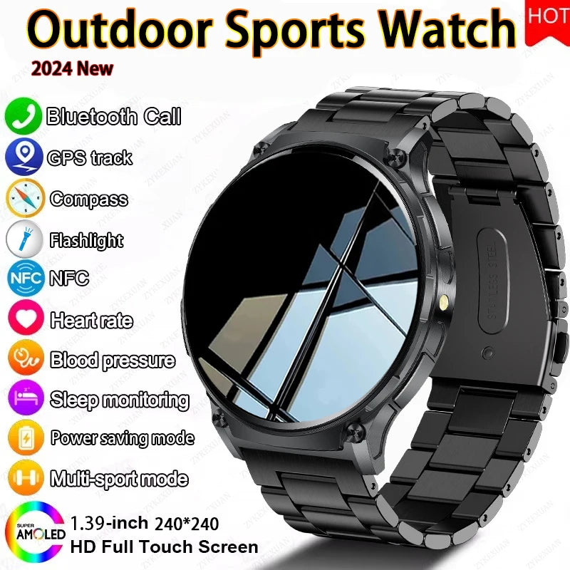 For Xiaomi New Outdoor Military Smart Watch Men Heart Rate Blood Pressure Bluetooth Call Waterproof Lighting Smartwatches 2024