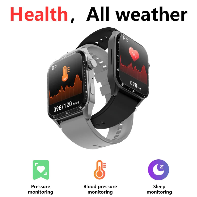 2024 New 2.01 Inch Heart Rate Sports Smart Watch Wireless Charge Voice Assistant Men Watches Music Play NFC Women Smartwatch