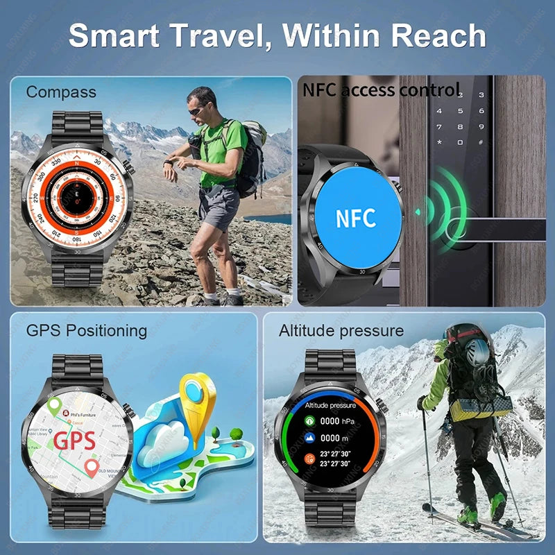 For HUAWEI GT4Pro GPS NFC Smart Watch Men 360*360 AMOLED Screen Heart rate Bluetooth Call IP68 Waterproof Man Smartwatch 2024