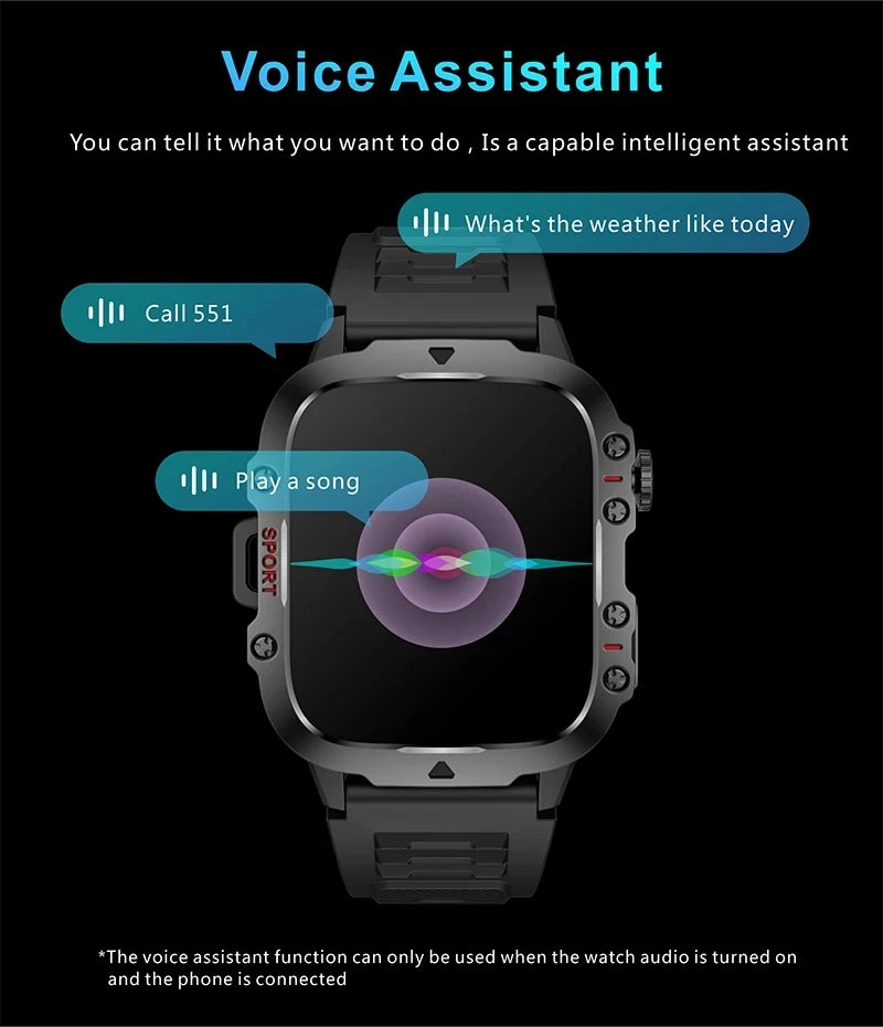 2024 New Men Smart Watch Bluetooth Call AI Voice 100+ Sport Modes 420mAh Big Battery Sport Waterproof SmartWatch For Android IOS