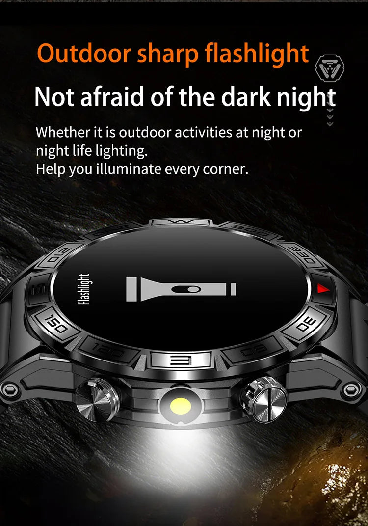 2024 KC80 Smartwatch Flashlight Compass Sport Waterproof Smart watch Bluetooth Call Smart Watch 650mAh Battery  watches for men