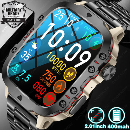 New Rugged Military Black Smart Watch Men For Android Xiaomi Ios 3ATM Waterproof Sport Fitness Ai Voice Smartwatch Outdoor 2024