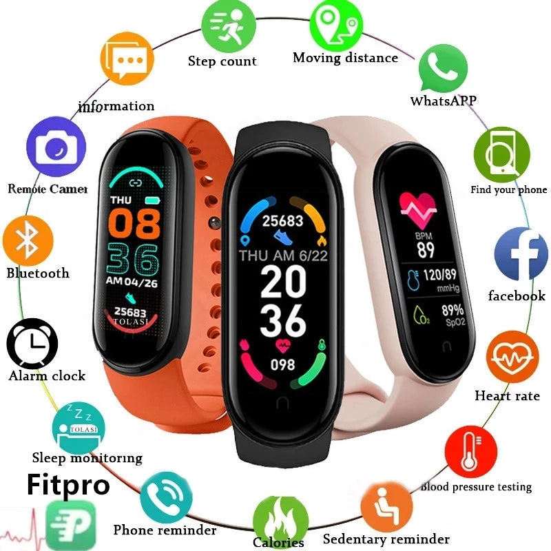 2022 M6 Smart Watch Men Women Heart Rate Monitor Bluetooth Sports Smartwatch Waterproof Watch for Apple Watch Xiaomi