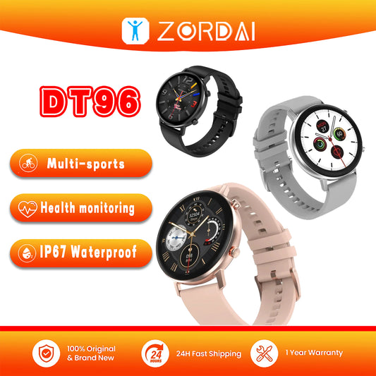 Zordai DT96 Multifunctional Smart Watch For Women Men Fitness Sleep Monitor Heart Rate Control Sports Waterproof Smartwatch 2024