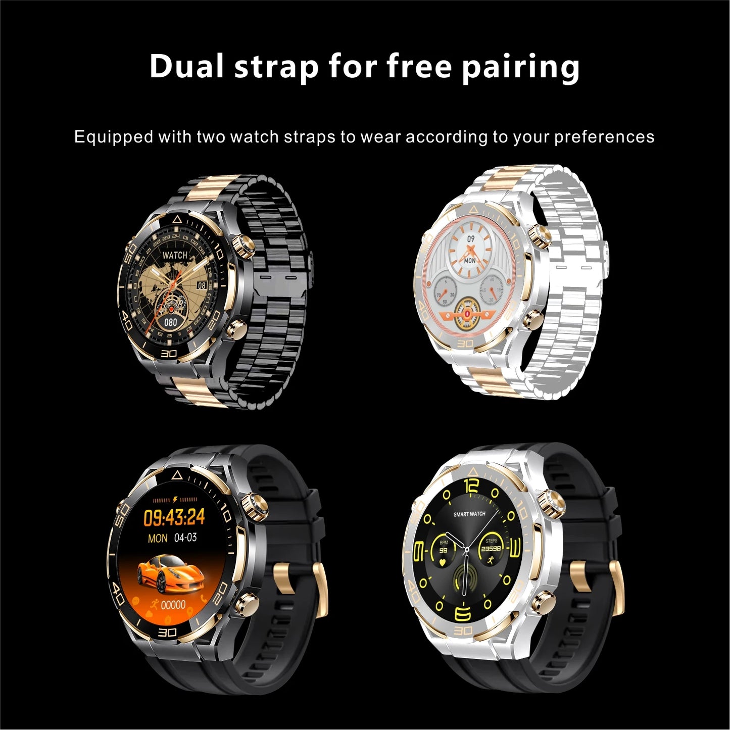 2024 New Smart Watch Men 4GB Memory Sport Fitness Tracker 480*480 AMOLED HD Screen NFC Bluetooth Call smartwatch for Android IOS