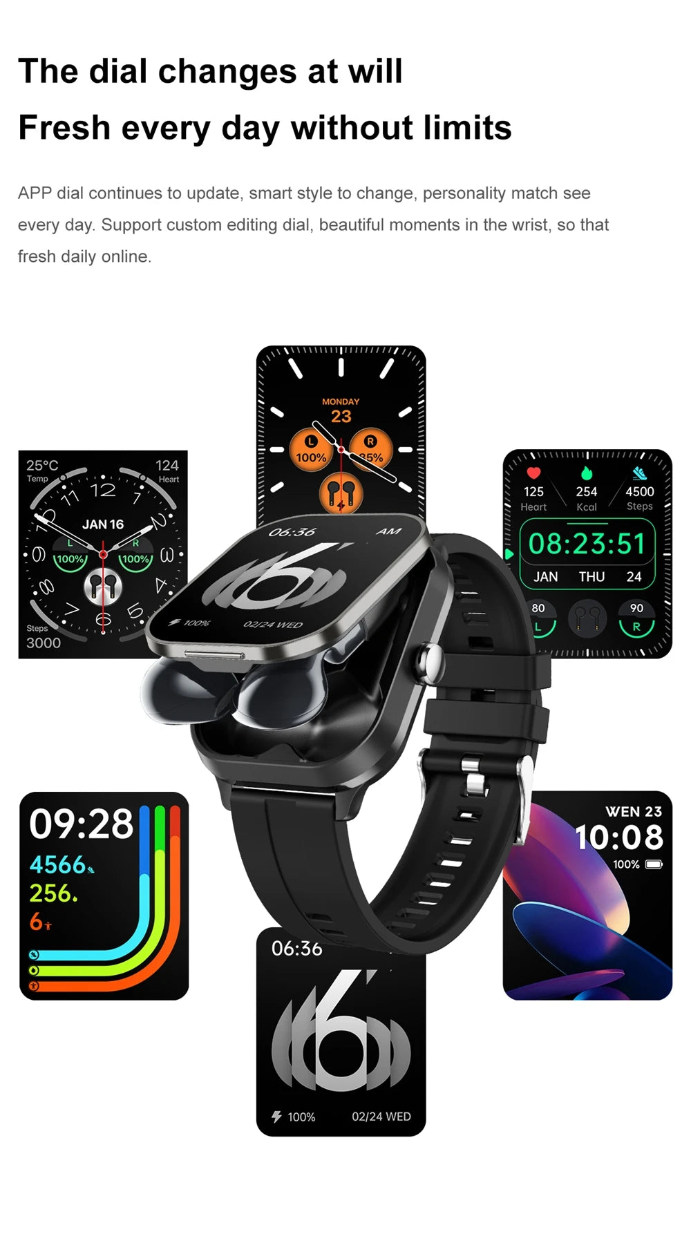 2024 2-In-1 Smartwatch With Earphones Man 2" NFC Bt Call Multi Sport Exercise Tracker Compatible With Iphone Android Phone