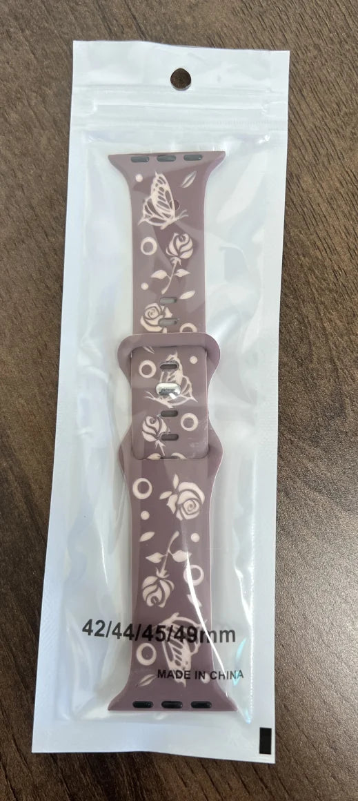 Floral Engraved Strap for Apple Watch Band 38mm 40mm 41mm 42mm 44mm 35mm 49mm Silicone Bracelet Iwatch Series Ultra 9 8 7 SE 6 5