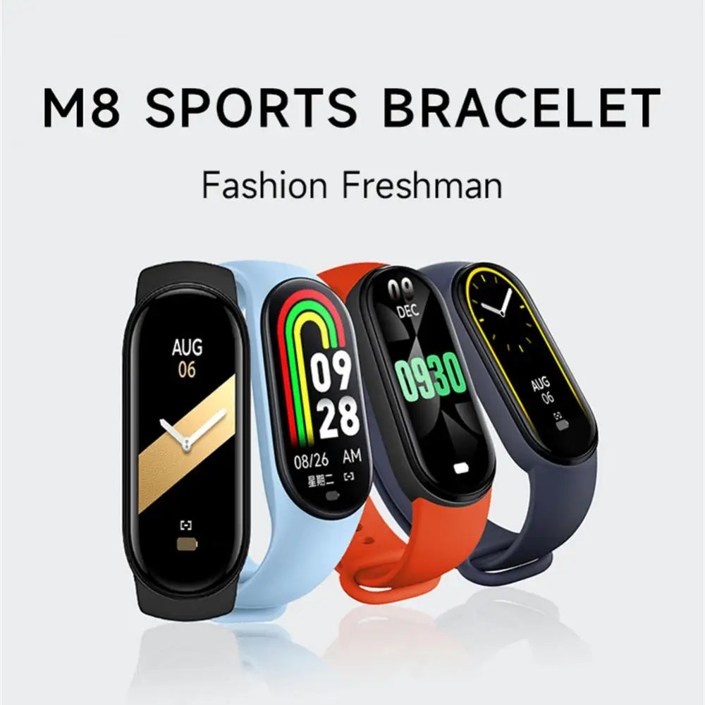 M8 Smart Watch Smartband Heart Rate Smartwatch Fitness Tracker Blood Pressure Sport Bracelet for Mi Band 8 Men Women HD Screen