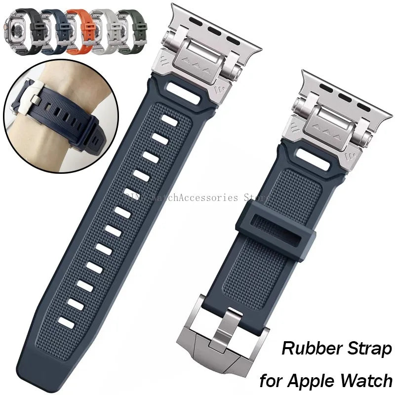 Rubber Straps for Apple Watch Ultra2 49/45/44/42mm Silicone Smartwatch Band for Iwatch 9 SE 8 7 6 5 4 3 42mm TPU Sport Wristbelt