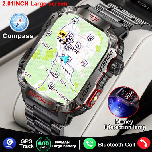 For Huawei Xiaomi 2.01 inch Smart Watch Men 2024 New 360*360 HD Screen Compass Bluetooth Call GPS IP68 Waterproof Smartwatch Man