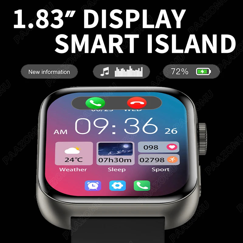 2024 New Smart Watch 9 NFC Bluetooth Call Heart Rate Sport Fitness Waterproof 1.83“ Screen Wireless Charging Men For Android iOS