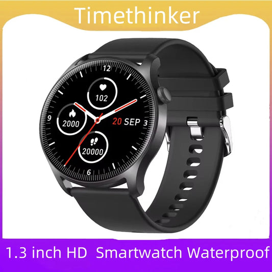 Timethinker Bluetooth Smart Watch 2024 Men 1.3 inch HD Screen Waterproof Women Smartwatch Sport  Health Monitor for Android IOS