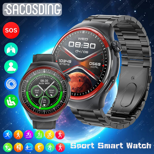 2024 Smart Watch Men Super Retina Screen Bluetooth Calling Health Monitor Temperature Smartwatch 530mAh Big Battery NFC SOS New