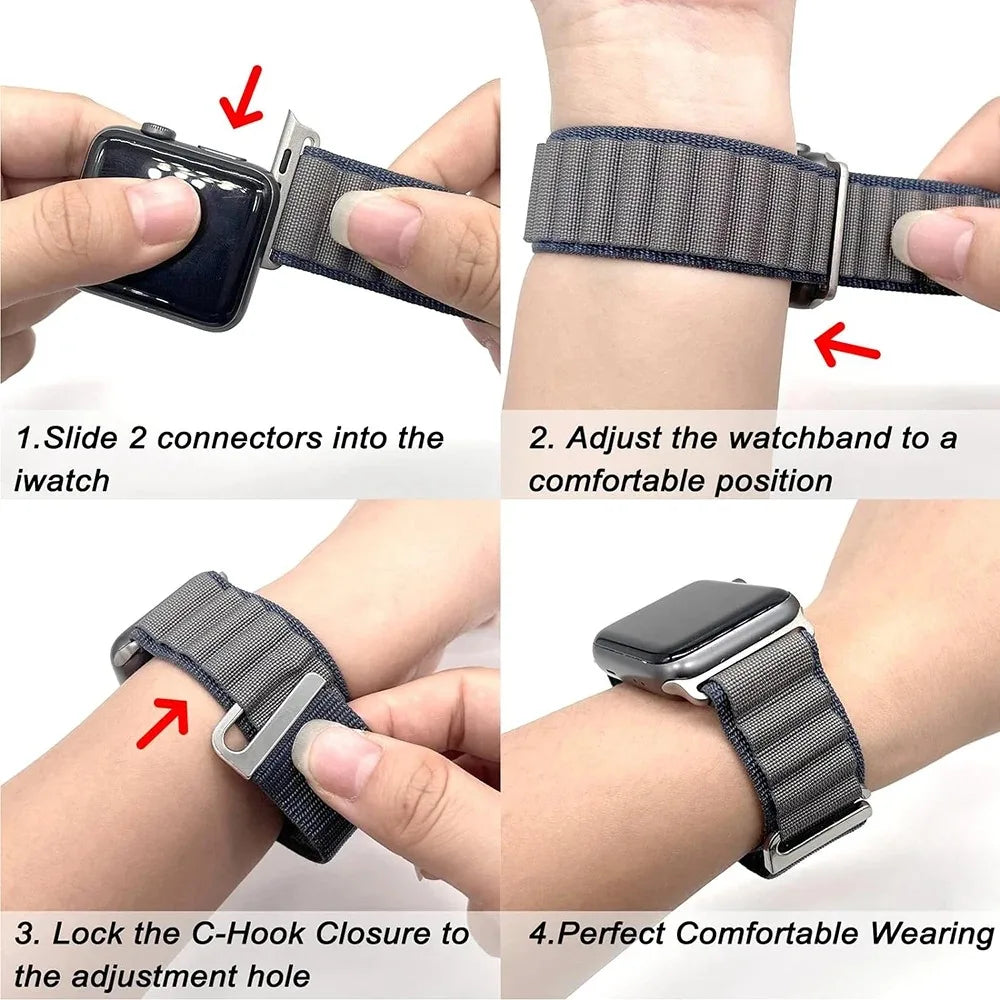 Alpine Loop Band for Apple Watch Ultra 49mm 9 8 7 45mm 41mm Nylon Wristband iWatch Series 6 5 4 3 SE 2 44mm 40mm 42mm 38mm Strap