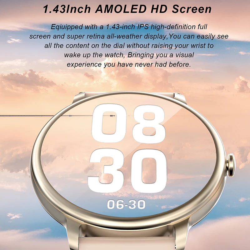 2024 New AMOLED Smart watch Women Men Sports SmartWatches With BT Call Blood Oxygen Blood Sugar Heart Rate Monitor Wrist Watch