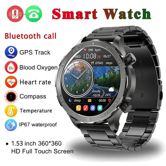 2024 New Rugged Military GPS Smart Watch Men AMOLED HD Screen Heart Rate Bluetooth Call Waterproof Outdoor smartwatch for Xiaomi