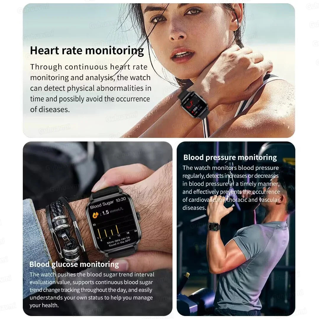 2024 New Series 9 AMOLED Screen Smart Watch Men Blood Sugar Bluetooth Call GPS Sport Tracker Waterproof Women Smartwatches Clock