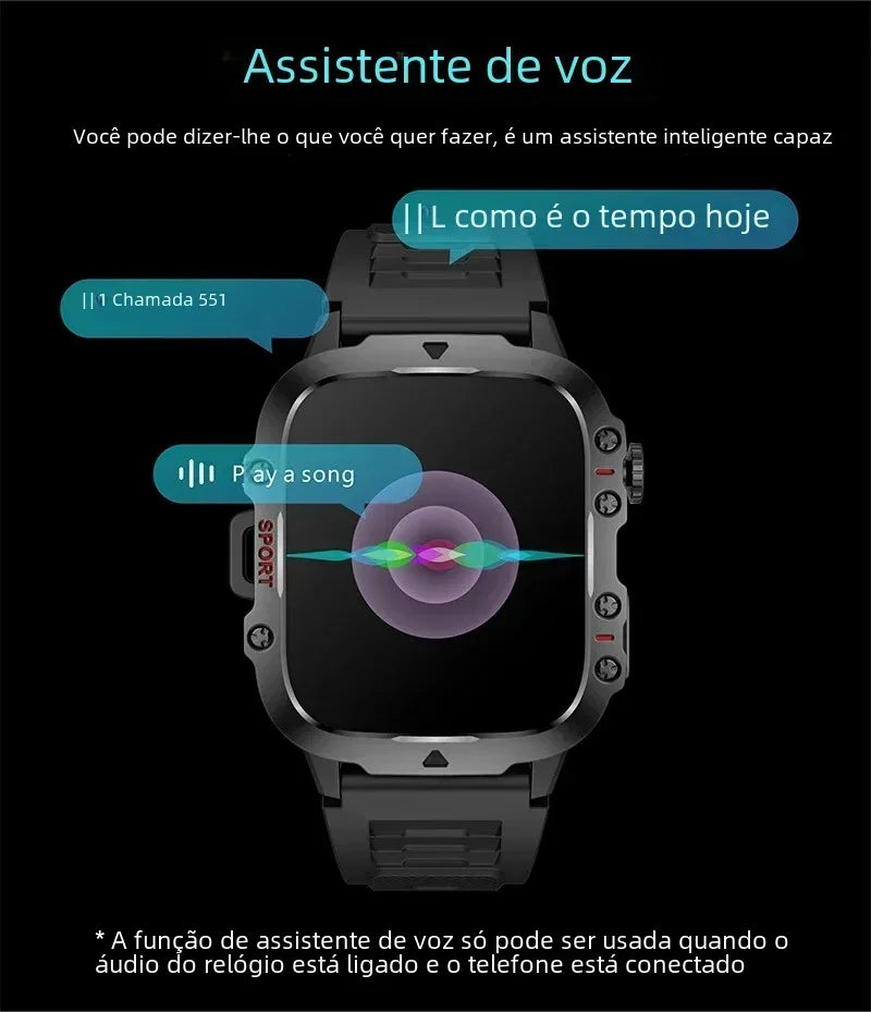 2024 Outdoor Smart Watch Men 2.01" Screen 3ATM Waterproof Watches Bluetooth Call Ai Voice Sport Smartwatch for Android IOS Phone