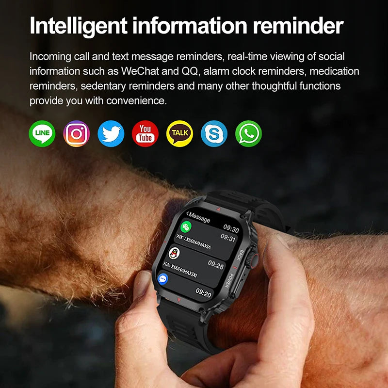 2024 Smart Watch Men Military For Android IOS Blood Pressure Waterproof Watches Bluetooth Call Smartwatch GPS Motion Trajectory