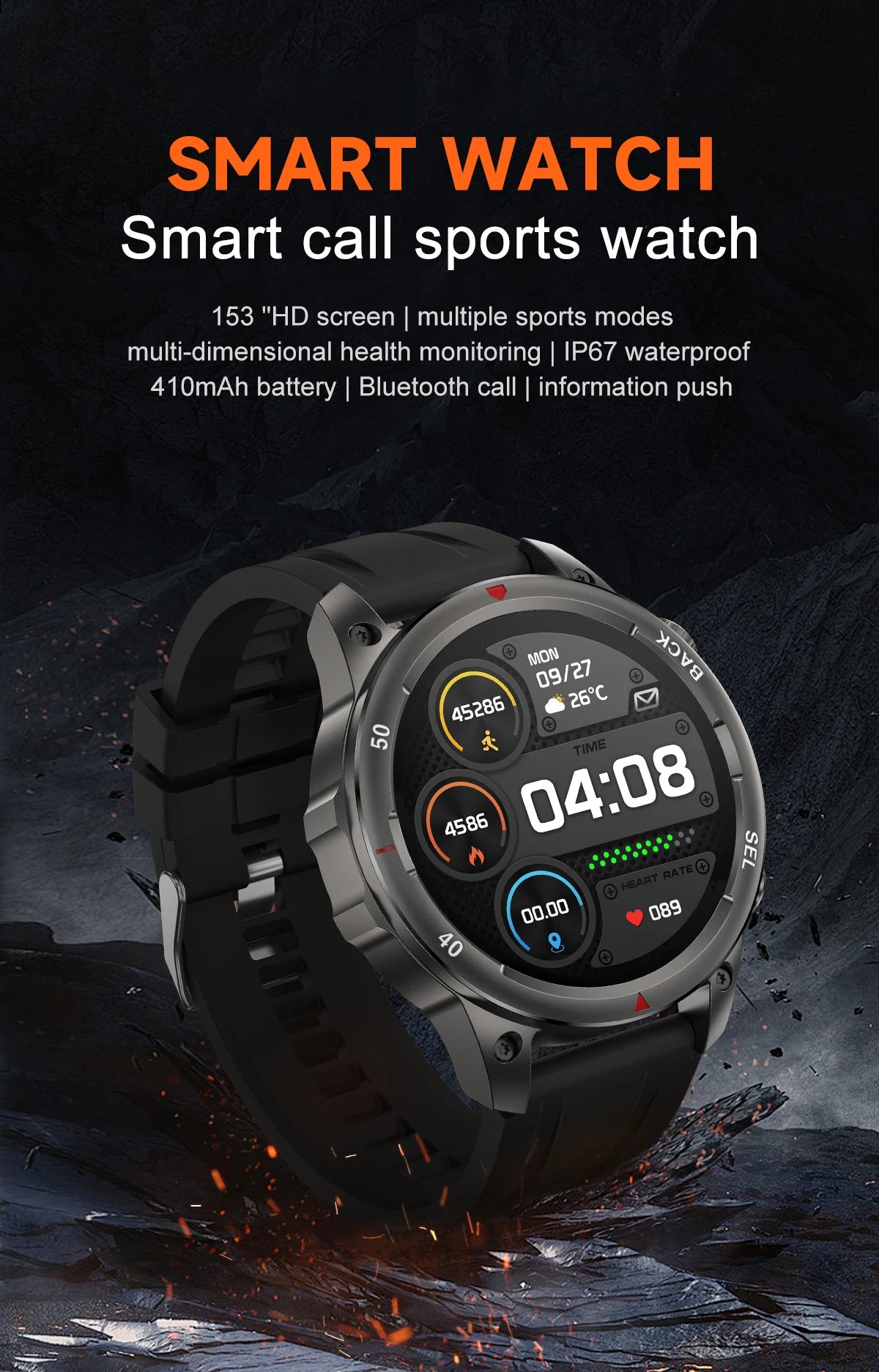 RollsTimi Smartwatch 2024 Men Android&IOS Bluetooth Call flashlight Sports Modes Health Monitoring Reloj Inteligente Hombre