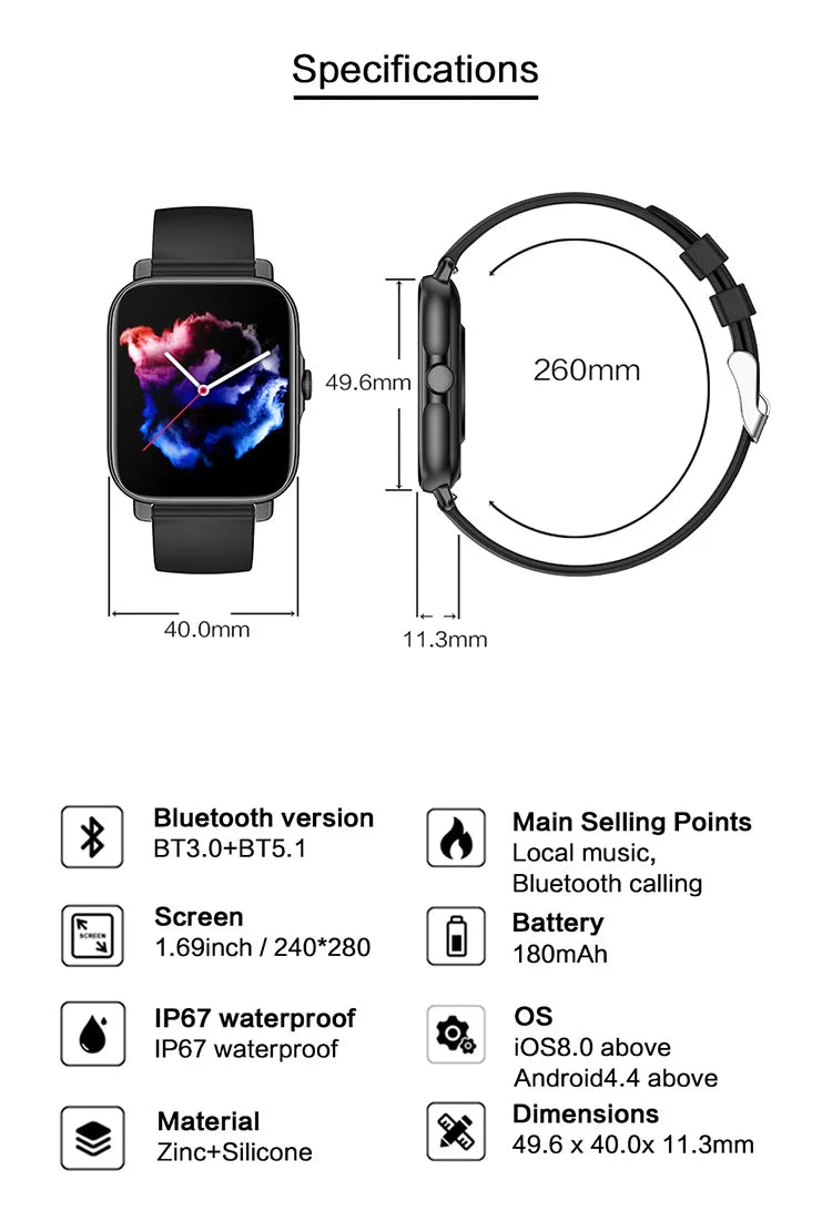 Xiaomi Mijia Smartwatch Bluetooth Call Men Women Smart Watch Heart Rate Fitness Tracker Mi Watch Band for Apple Huawei 2024 New