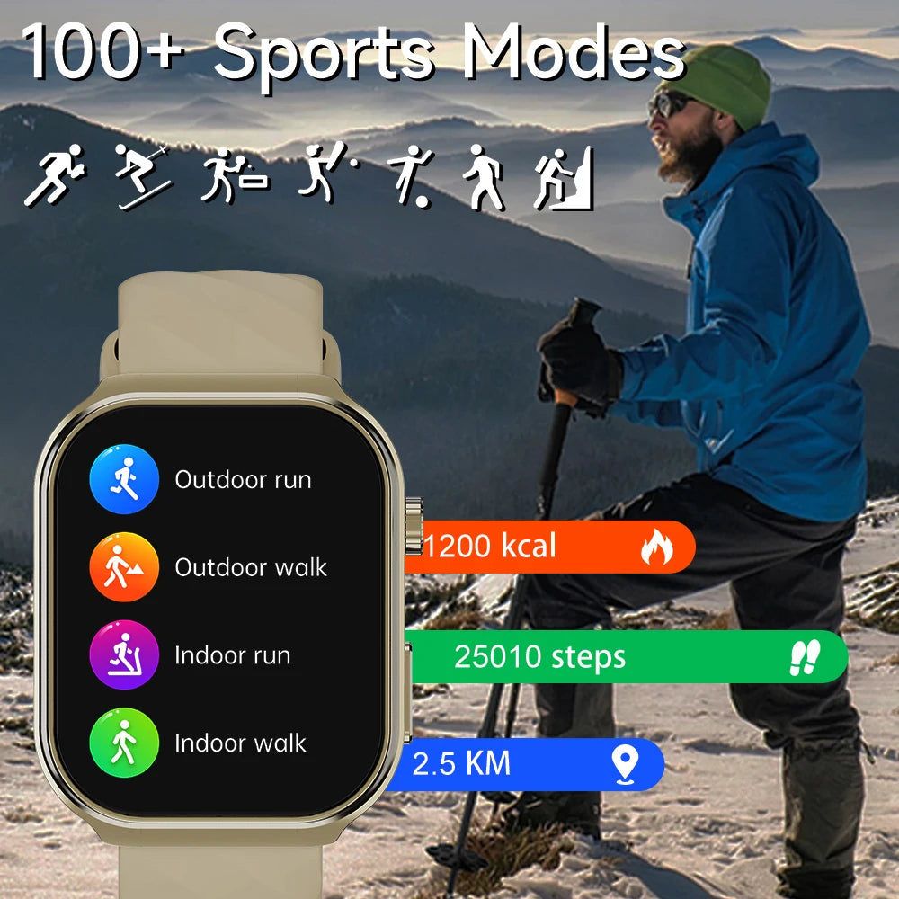 2024 New Non Invasive Blood Sugar SmartWatch Bluetooth Call Flashlight Outdoor Sports Track Tracker Men's and Women's Smartwatch