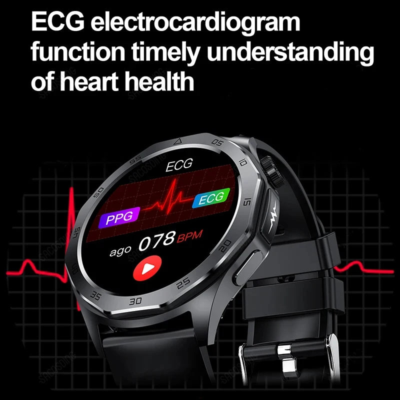 2024 New Medical Grade Smart Watch AI Diagnosi Blood Lipid Uric Acid Body Fat Blood Oxygen ECG+PPG Bluetooth Call Men smartwatch