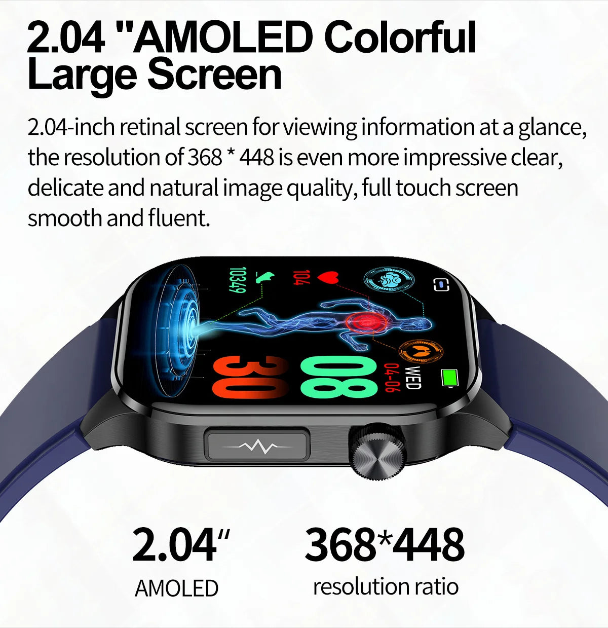 2024 New AMOLED Smart Watch Men Ecg Watches Heart Rate Blood Glucose Lipids Uric Acid Health Tracker SmartWatches for IOS Xiaomi