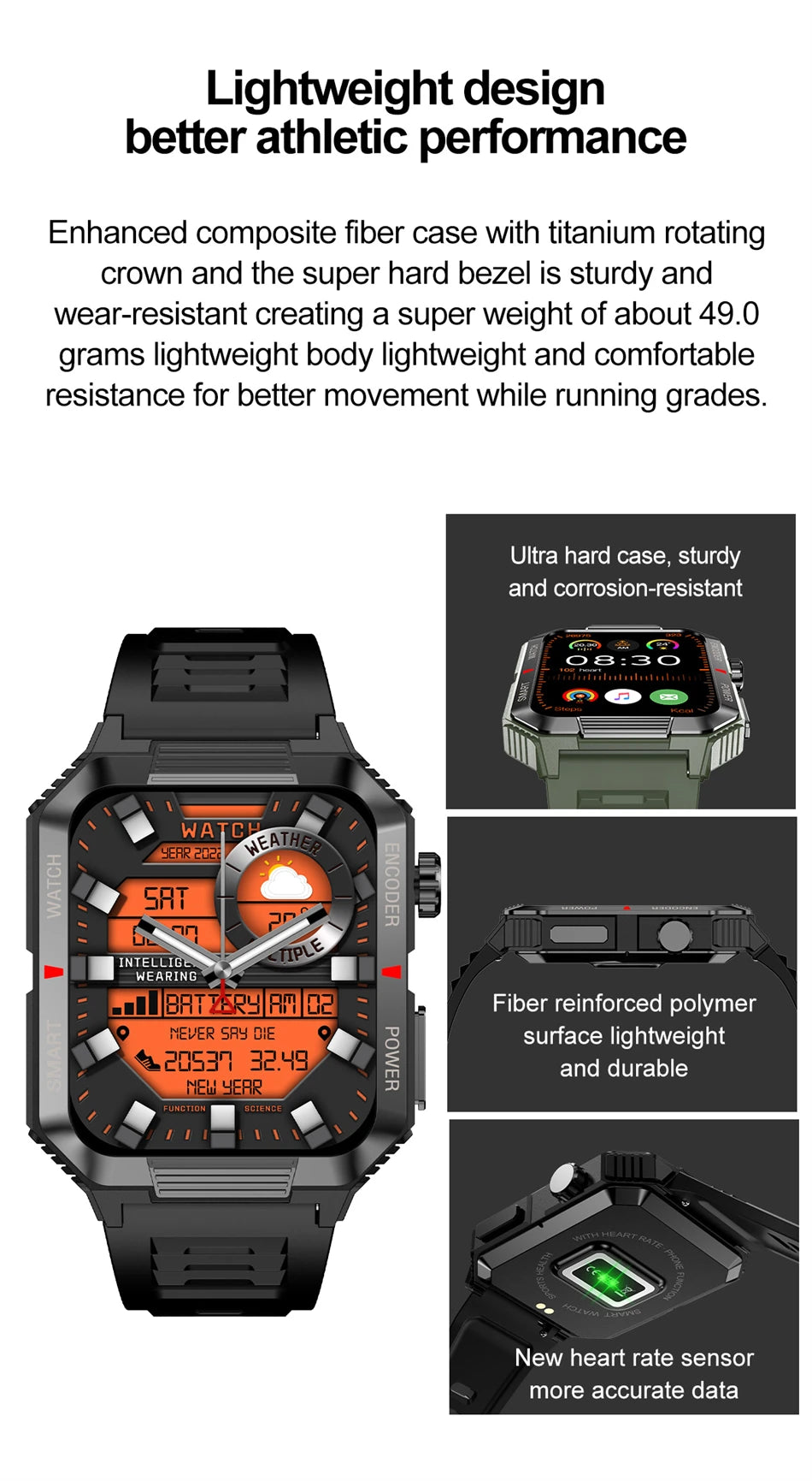 2024 New Rugged Military GPS Smart Watch Men AMOLED HD Screen Heart Rate Bluetooth Call Waterproof Outdoor SmartWatch For Xiaomi