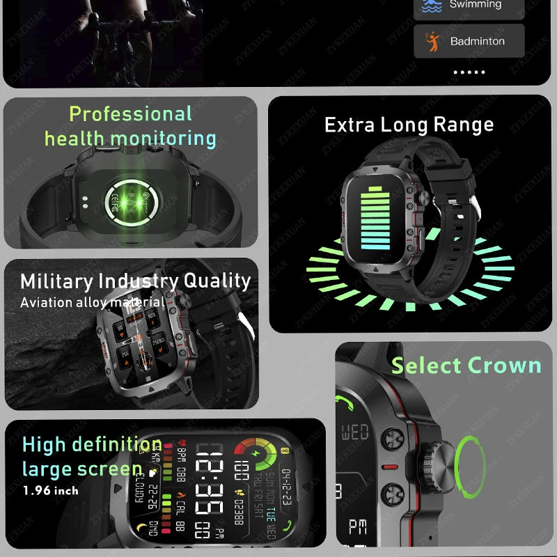 2024 For Xiaomi New Rugged Military GPS Smart Watch Men Bluetooth Call Health Monitoring AI Voice Sports Waterproof Smartwatches