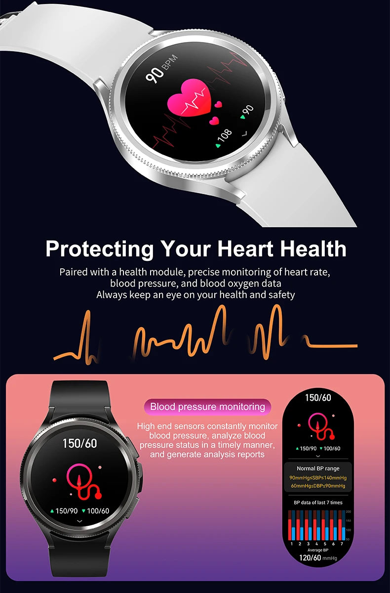 2024 New For Samsung Galaxy Watch 6 Classic Smart Watch Women Men Sports Fitness Health Waterproof Bluetooth Call Smartwatch